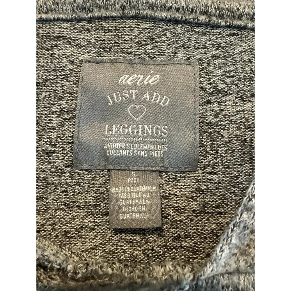 Aerie Just Add Leggings Gray Hoodie Women’s Small Soft Knit Sweater Long Sleeve - Picture 5 of 7